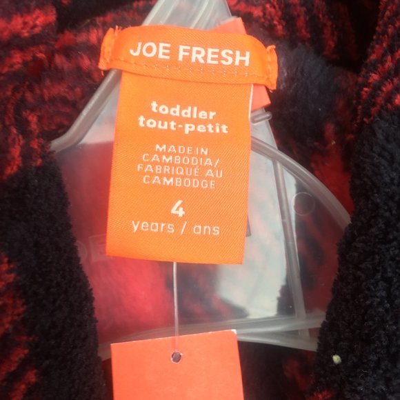 NWT Joe Fresh red & black buffalo plaid bathrobe - size 4 - Picture 3 of 5